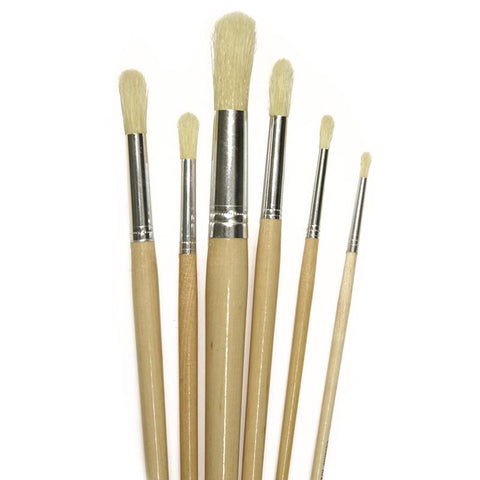 ROUND WHITE BRISTLE BRUSH 3-8 6-SET