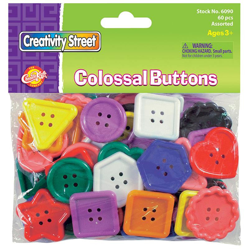 COLOSSAL BUTTONS 60PC 2IN ASST CLRS