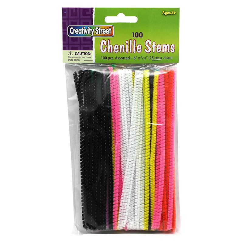 CHENILLE STEMS ASST 6IN STEMS 100PK