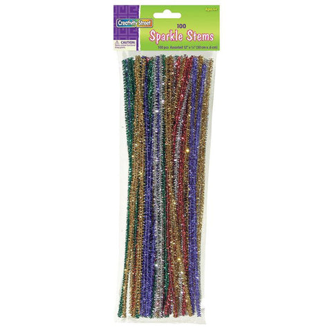 CHENILLE STEMS ASSORTED 12 SPARKLE