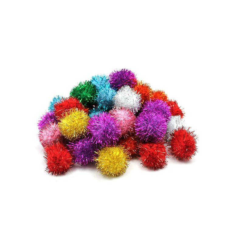 GLITTER 1-2IN POM PONS BAG OF 40