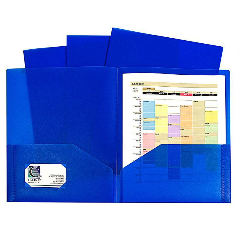 BLUE TWO POCKET POLY PORTFOLIOS