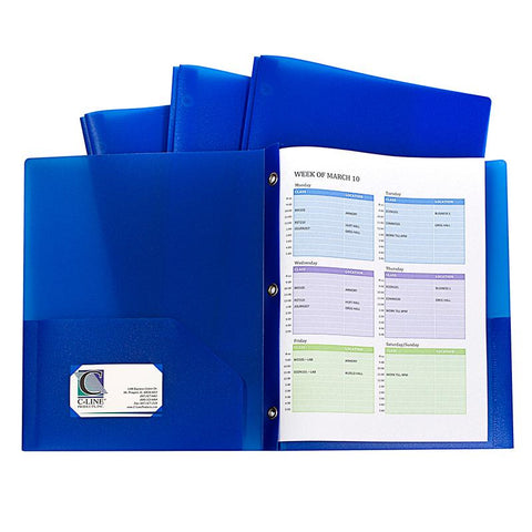 BLUE TWO POCKET POLY PORTFOLIOS