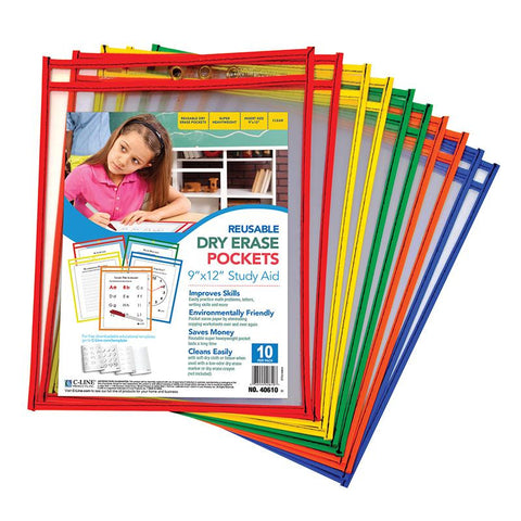 C LINE REUSABLE 10PK 9X12 DRY ERASE