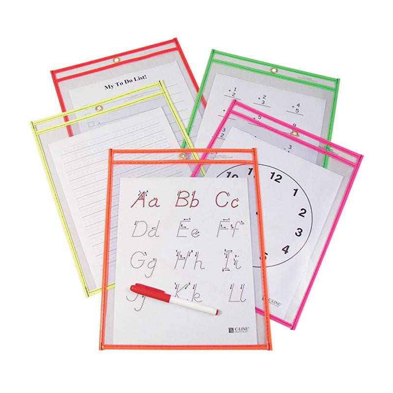 REUSABLE DRY ERASE POCKETS 10-PK