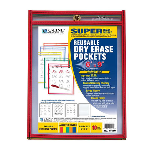 C LINE REUSABLE 10PK 6X9 DRY ERASE