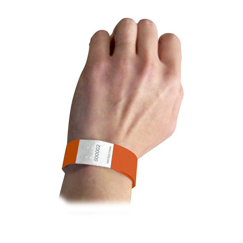 SECURITY WRISTBANDS ORANGE 100-PK