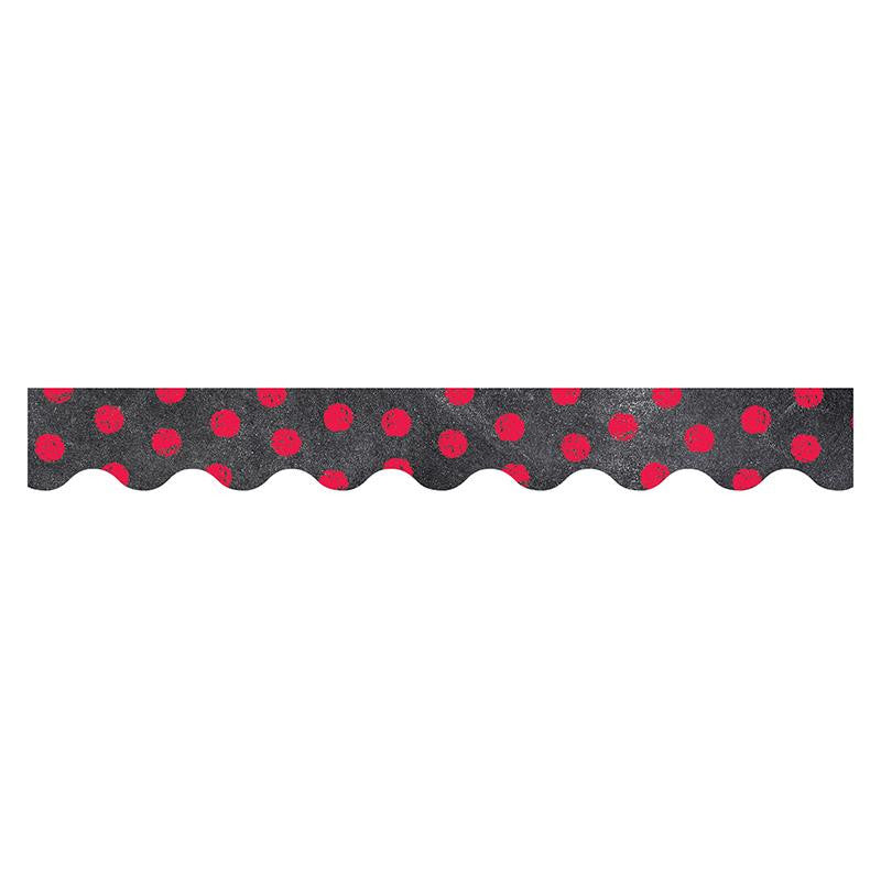 POPPY RED DOTS ON CHALKBOARD BORDER