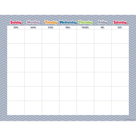 SLATE GREY CHEVRON CALENDAR CHART