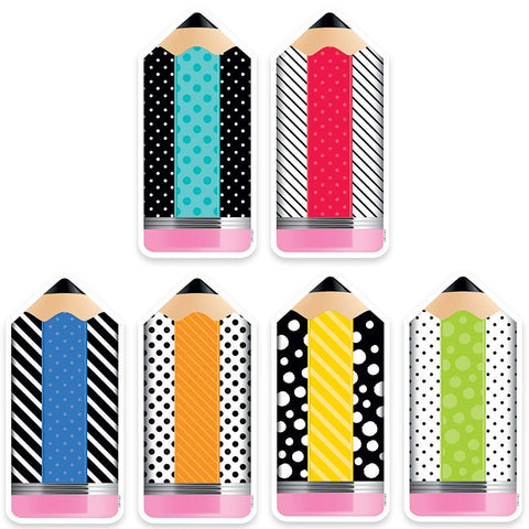 6IN STRIPED-SPOTTED PENCILS CUTOUTS