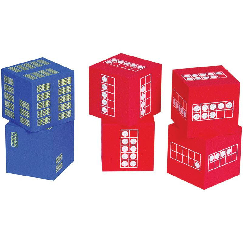 TEN FRAME 6 FOAM DICE 4 RED 2 BLUE