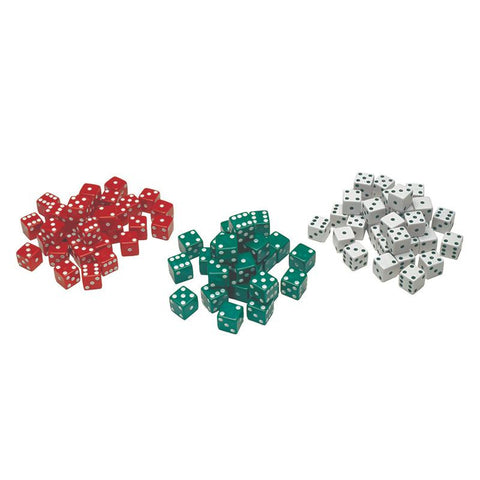 RED GREEN & WHITE DOT DICE 12-PK