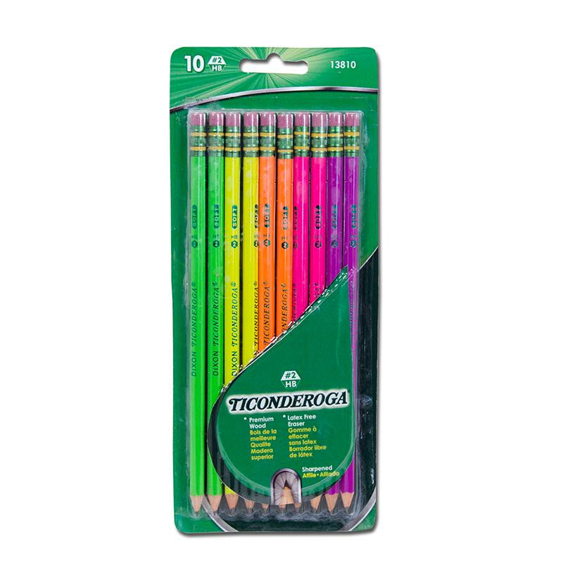 TICONDEROGA NEON WOOD PENCILS 10PK