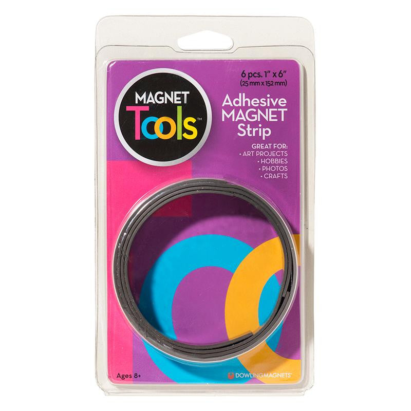 MAGNET STRIPS W ADHESIVE - 6PC 1X6