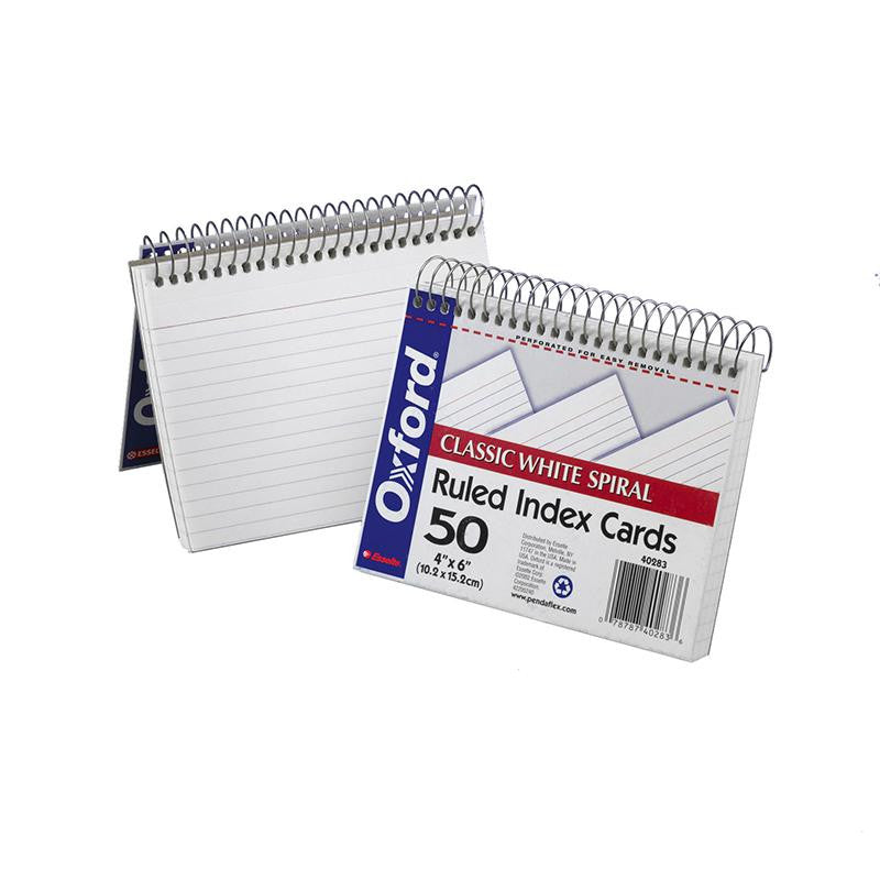 OXFORD SPIRAL INDEX CARDS 4X6 WHITE