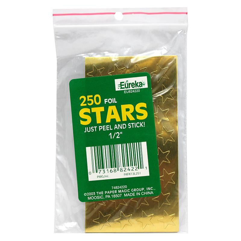 STICKERS FOIL STARS 1-2 IN 250-PK