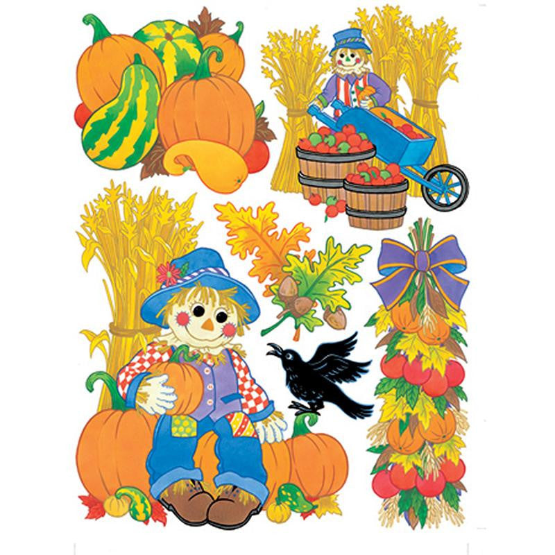 WINDOW CLING HARVEST SCARECROWS