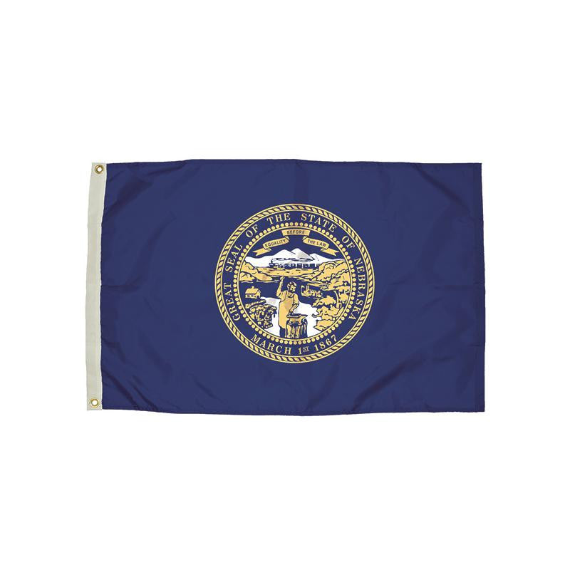 3X5 NYLON NEBRASKA FLAG HEADING &