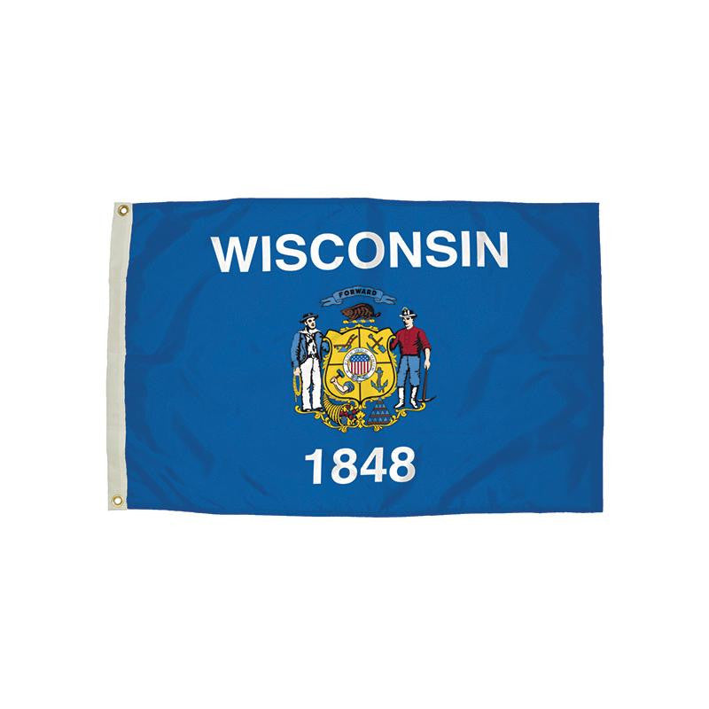 3X5 NYLON WISCONSIN FLAG HEADING &