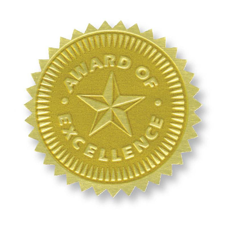 GOLD FOIL EMBOSSED SEALS AWARD OF