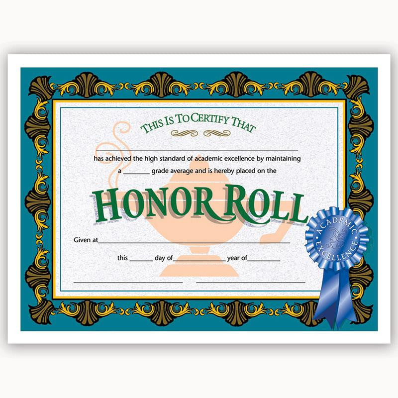 CERTIFICATES HONOR ROLL BLUE 30-PK