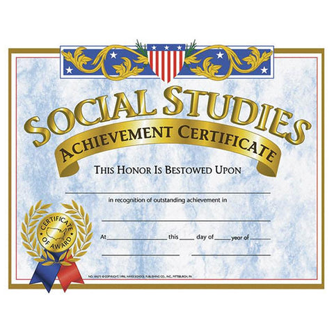 CERTIFICATES SOCIAL STUDIES 30-PK