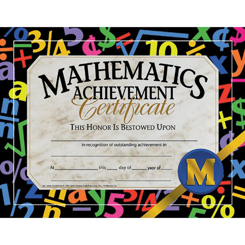 CERTIFICATES MATHEMATICS 30-PK