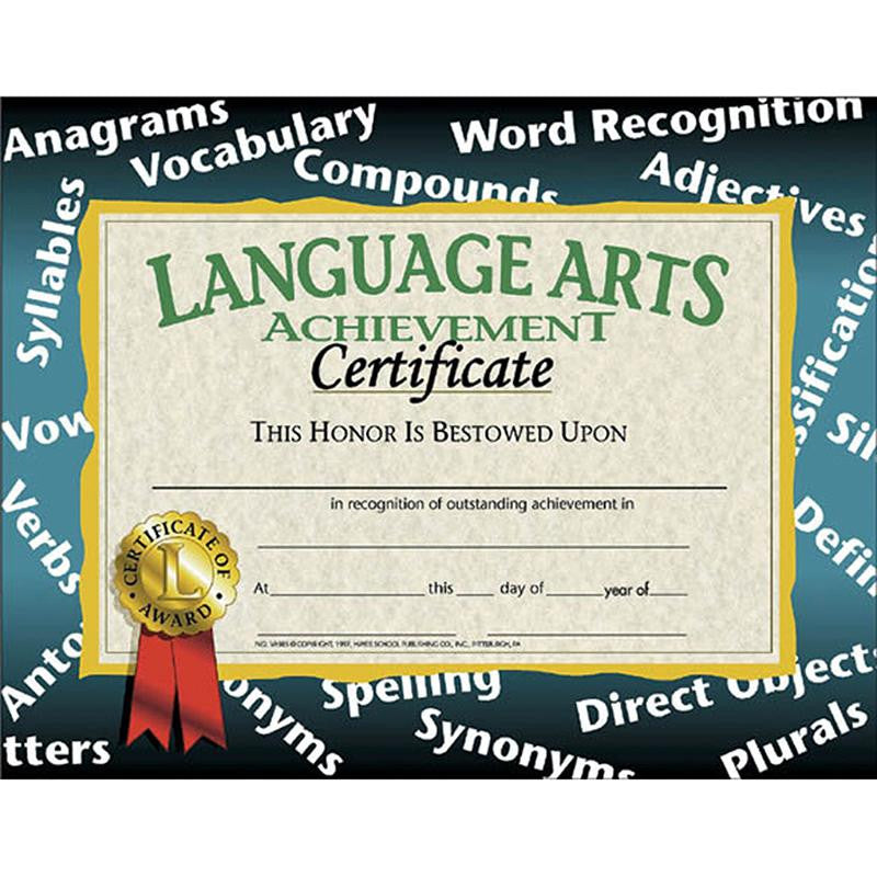 CERTIFICATES LANGUAGE ARTS 30-PK