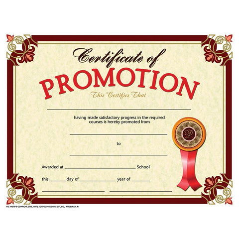 CERTIFICATE PROMOTION 30-SET