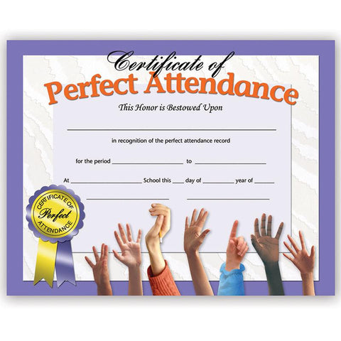 CERTIFICATES PERFECT ATTENDANCE 30