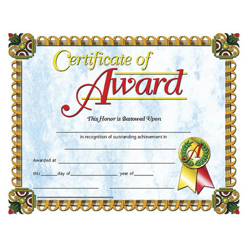 CERTIFICATES OF AWARD 30-PK