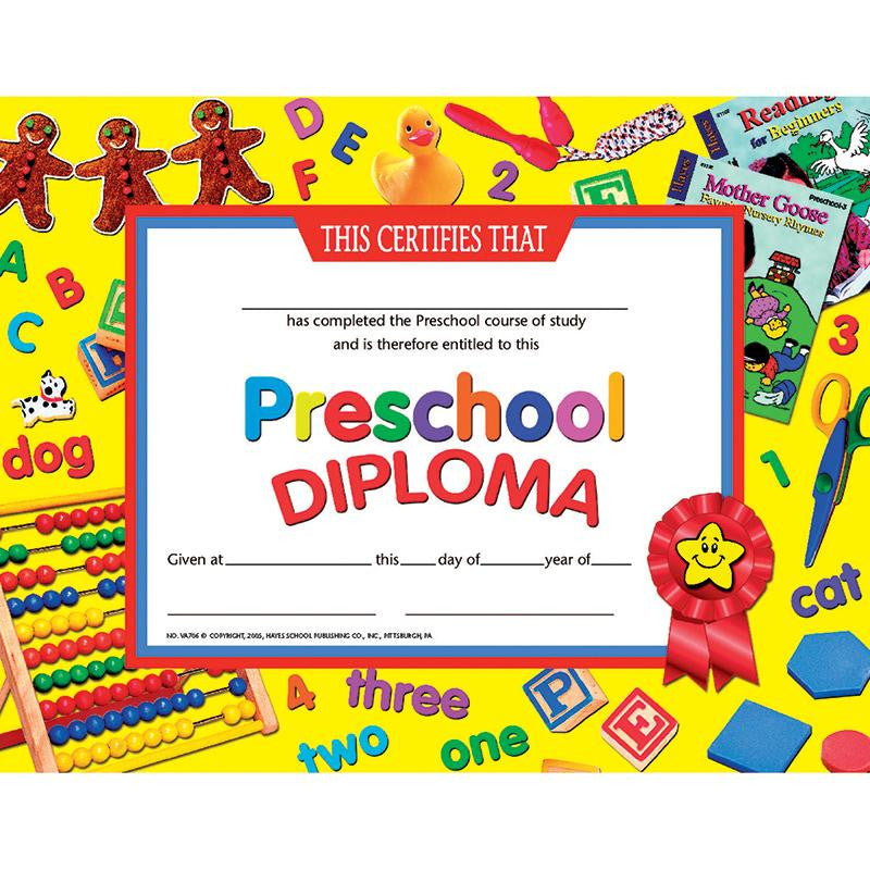 CERTIFICATES PRESCHOOL DIPLOMA 30PK