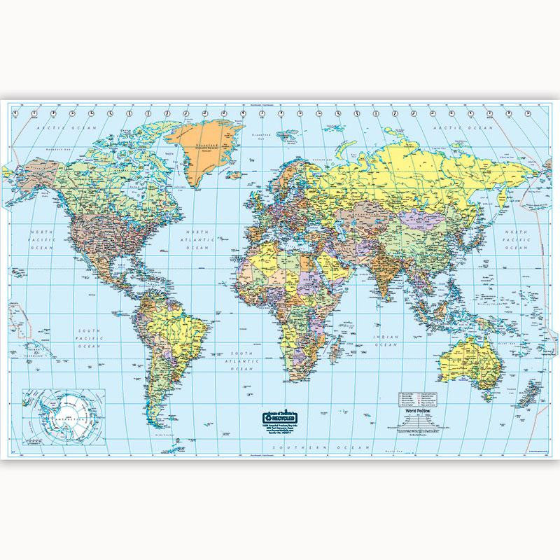 WORLD LAMINATED MAP 50 X 33