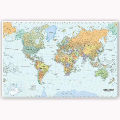 WORLD LAMINATED MAP 38 X 25