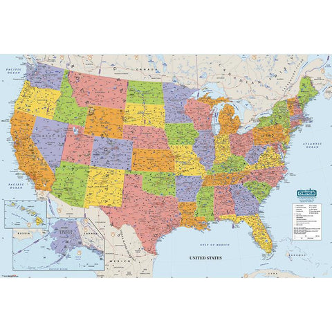 UNITED STATES LAMINATED MAP 50X33