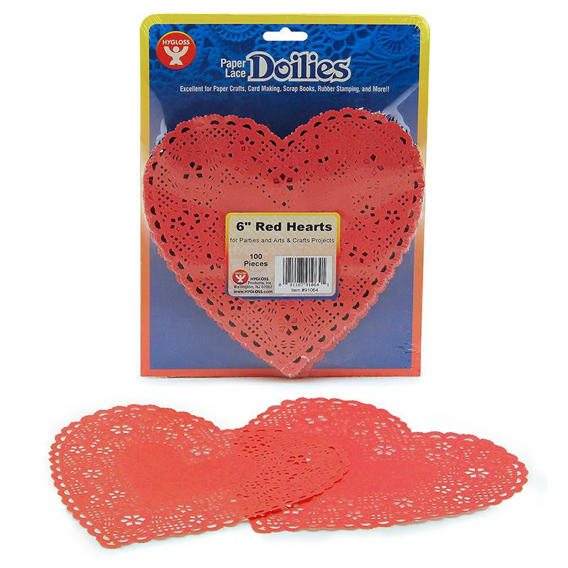 DOILIES 6 RED HEARTS 100-PK