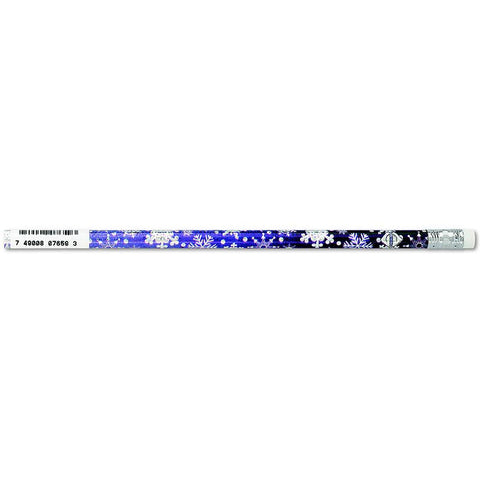 PENCILS SNOWFLAKES GLITZ ASST 12-PK