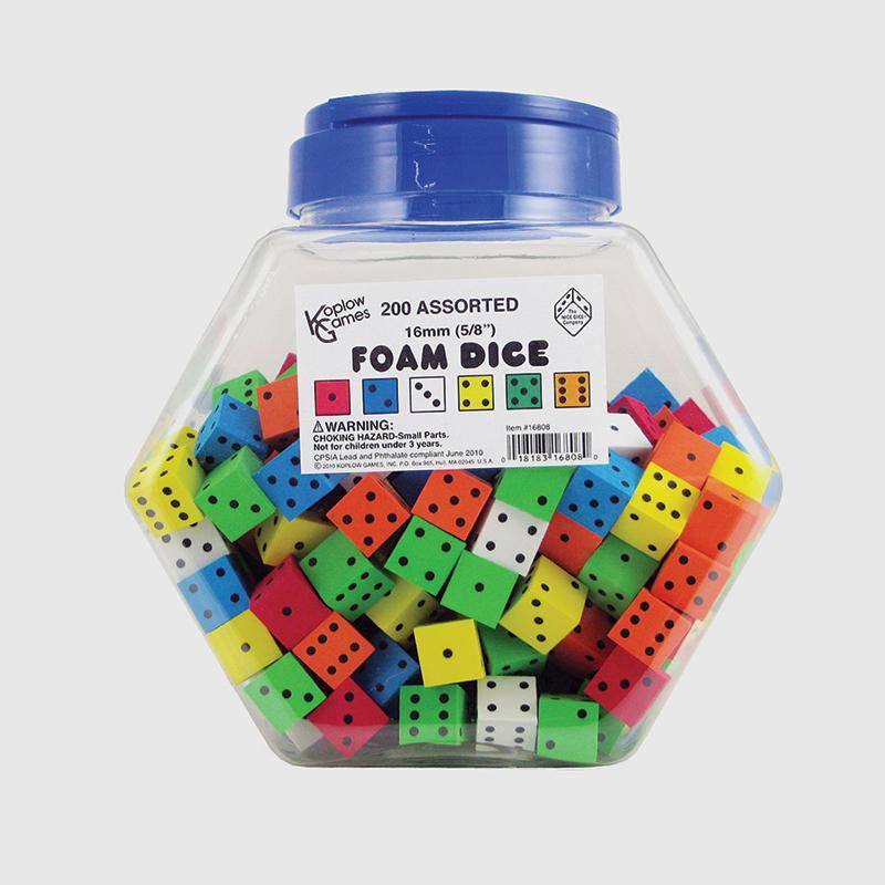 16MM FOAM DICE TUB OF 200 ASSORTED