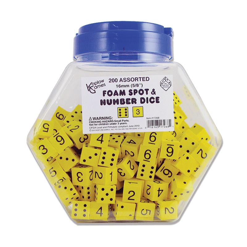 16MM FOAM DICE TUB OF 200 YELLOW