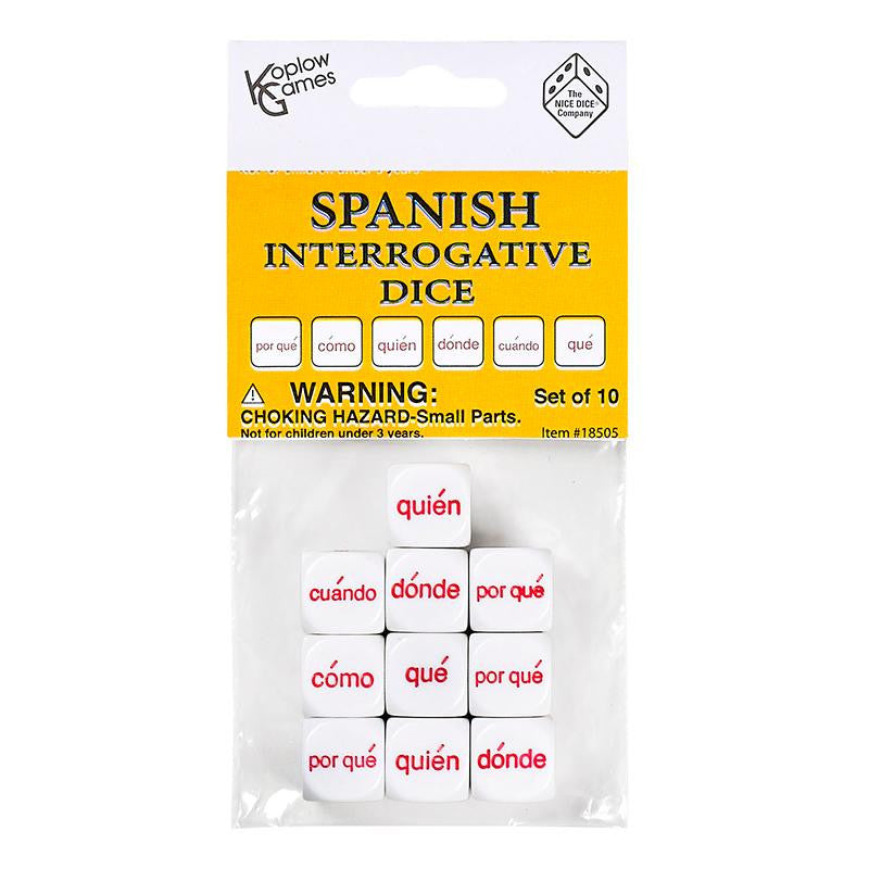 SPANISH INTERROGATIVE DICE SET 10PC