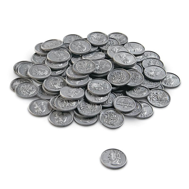 PLAY MONEY QUARTERS 100-PK PLASTIC