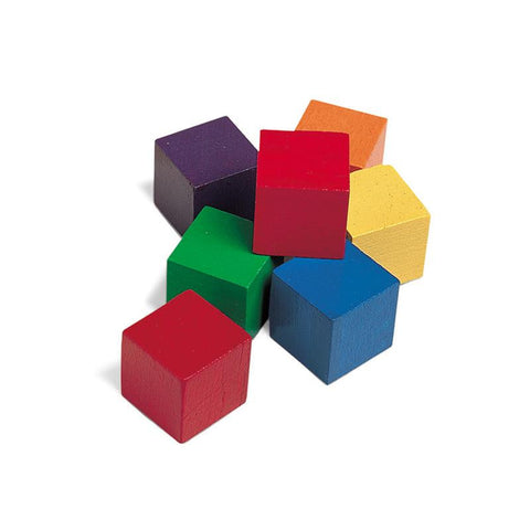 WOODEN ONE INCH COLOR CUBES 102PK