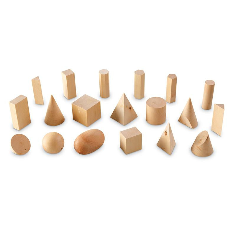 WOODEN GEOMETRIC SOLIDS SET OF 19