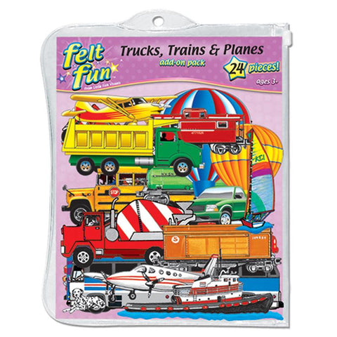 TRAINS TRUCKS & PLANES FLANNELBOARD