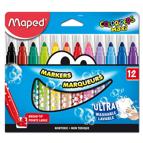 BROAD TIP MARKERS 12 COLOR SET