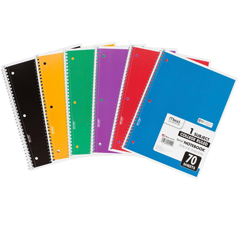 NOTEBOOK SPIRAL SINGLE 70 SHT CT