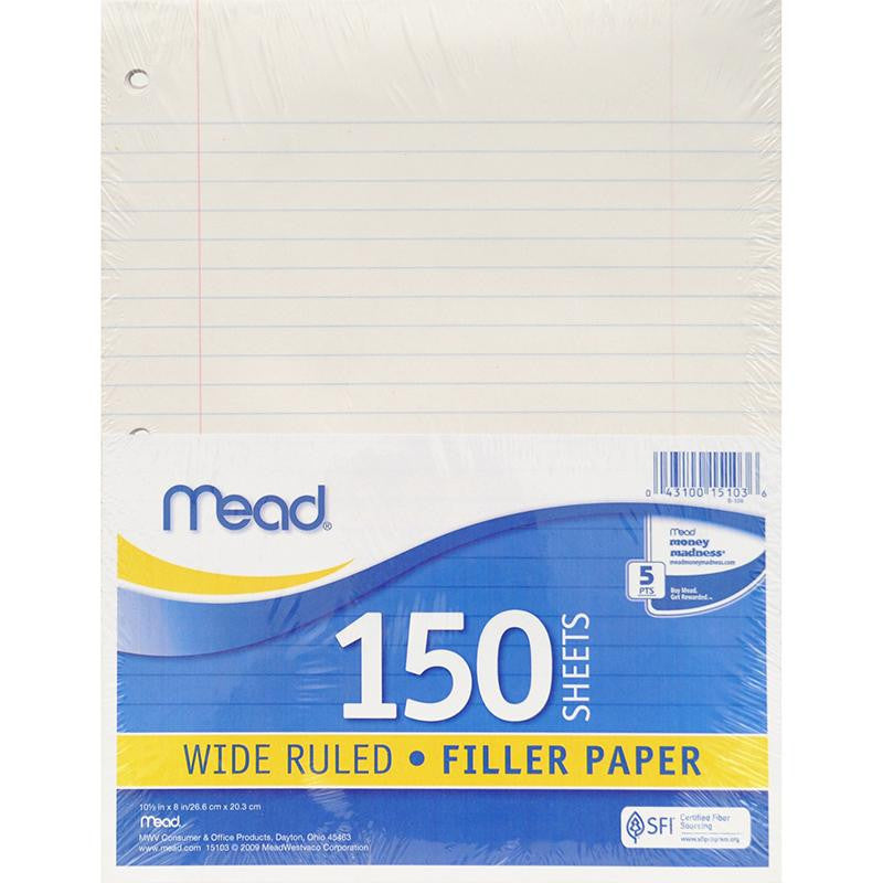 NOTEBOOK PAPER WIDE RULED 150CT