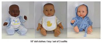 DOLL CLOTHES SET OF 3 BOY OUTFITS