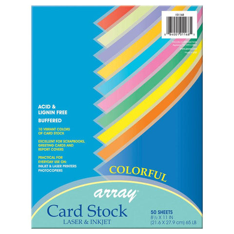 PACON CARD STOCK 8.5X11 COLORFUL 50