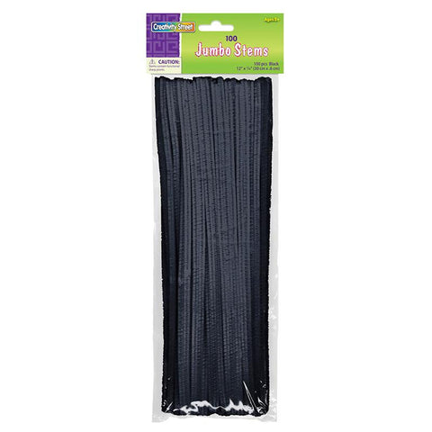 JUMBO CHENILLE STEMS BLACK 100 PCS